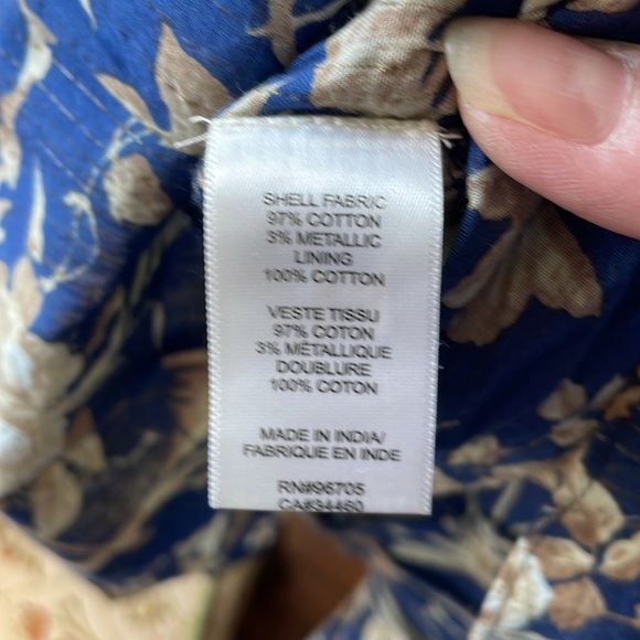 La Vie Rebecca Taylor 100% cotton blue and beige floral boho dress. XL - Picture 11 of 12